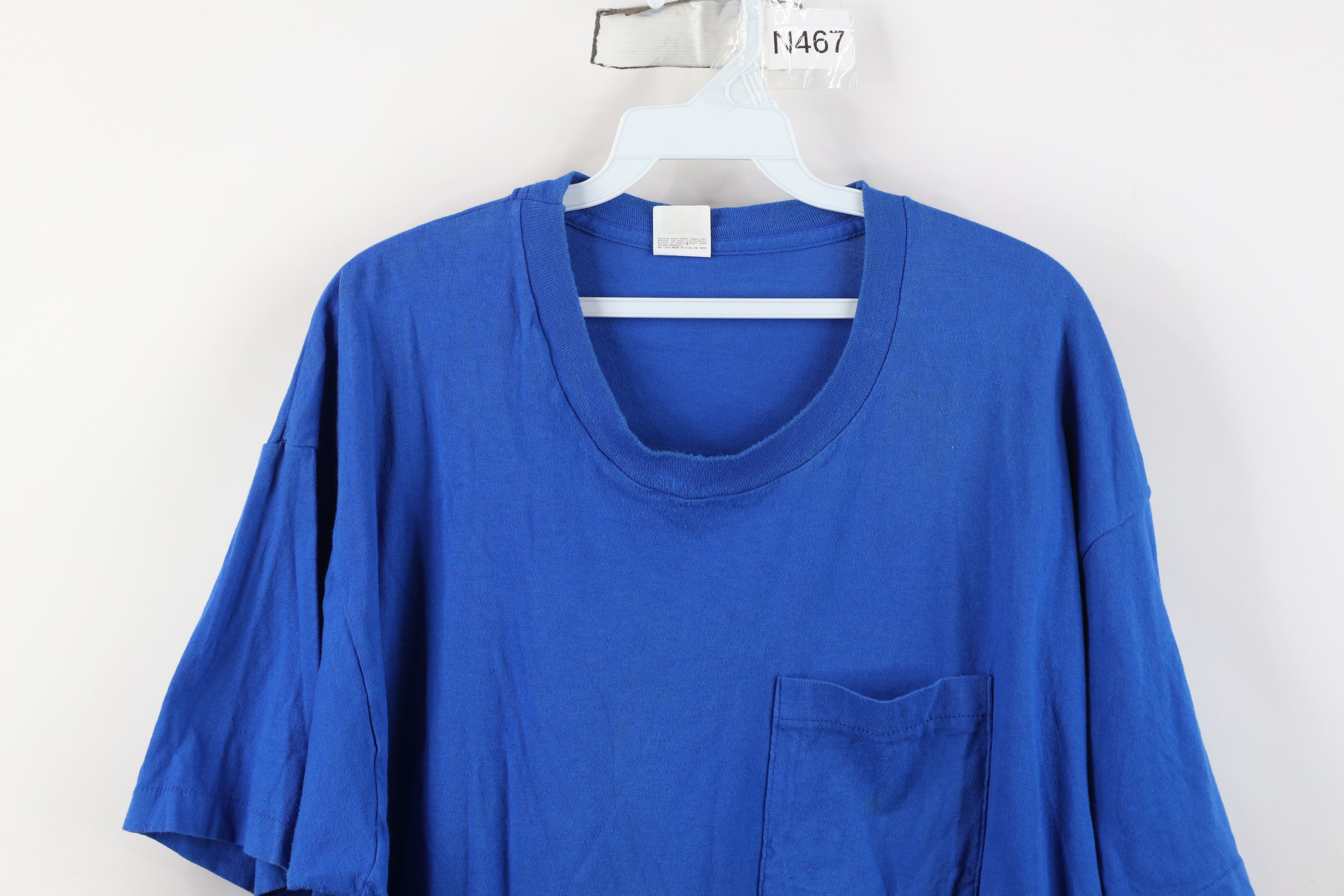 Vintage Vintage 90s Streetwear Blank Cotton T-Shirt Royal Blue USA Size US XXL / EU 58 / 5 - 2 Thumbnail