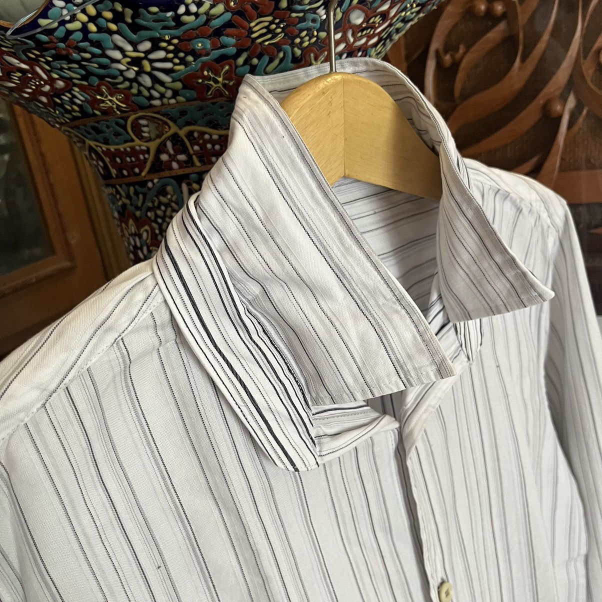 Tornado Mart Tornado Mart Reverse Double Collar Striped Shirt Size US L / EU 52-54 / 3 - 9 Thumbnail