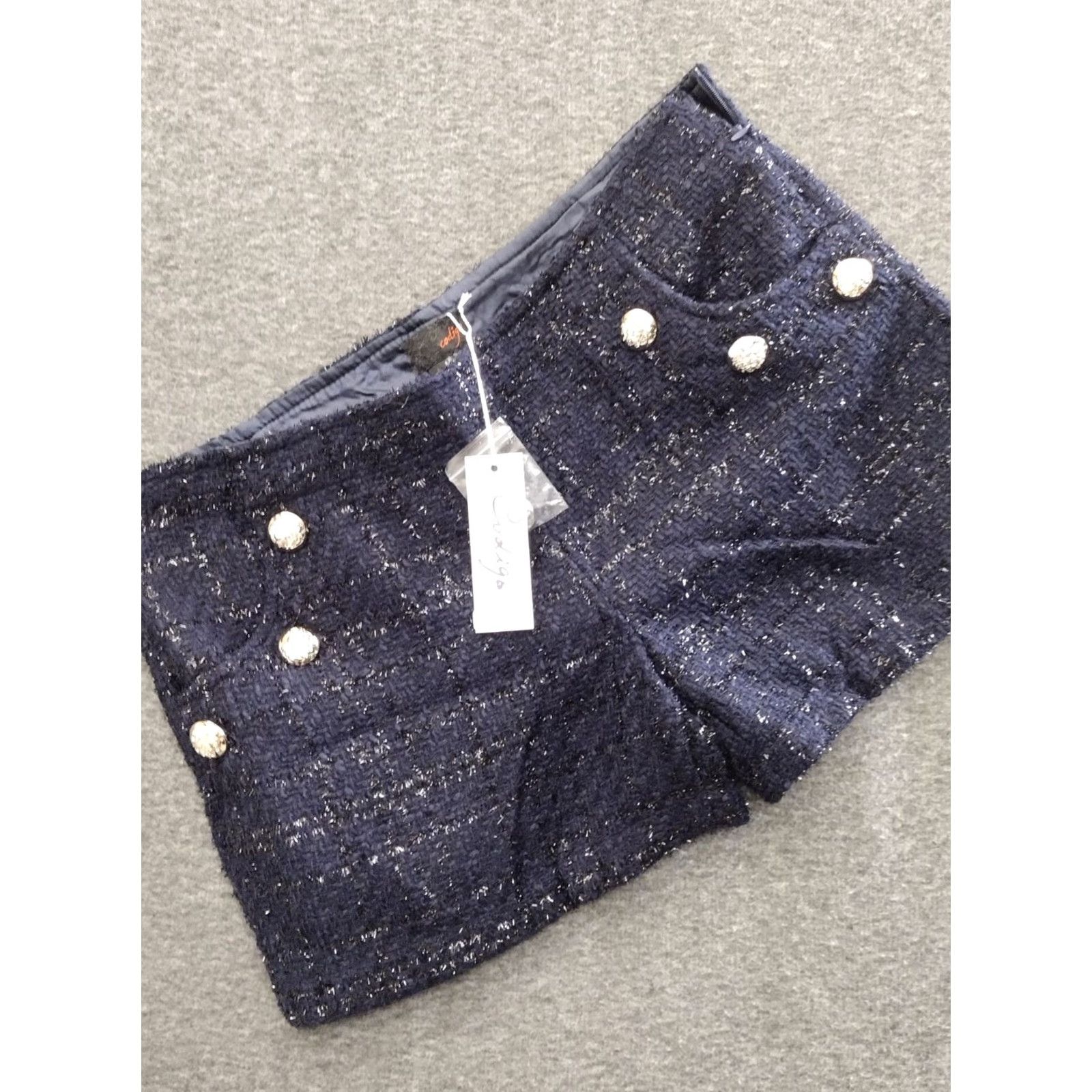 Vintage Codigo Tweed sparkly Skort Shirt Womens Blue M Skirt 90s Casual Button Zip Short Rise Mid Polyester TweedBrand: Codigo Size 32" / US 10 / IT 46 - 7 Thumbnail