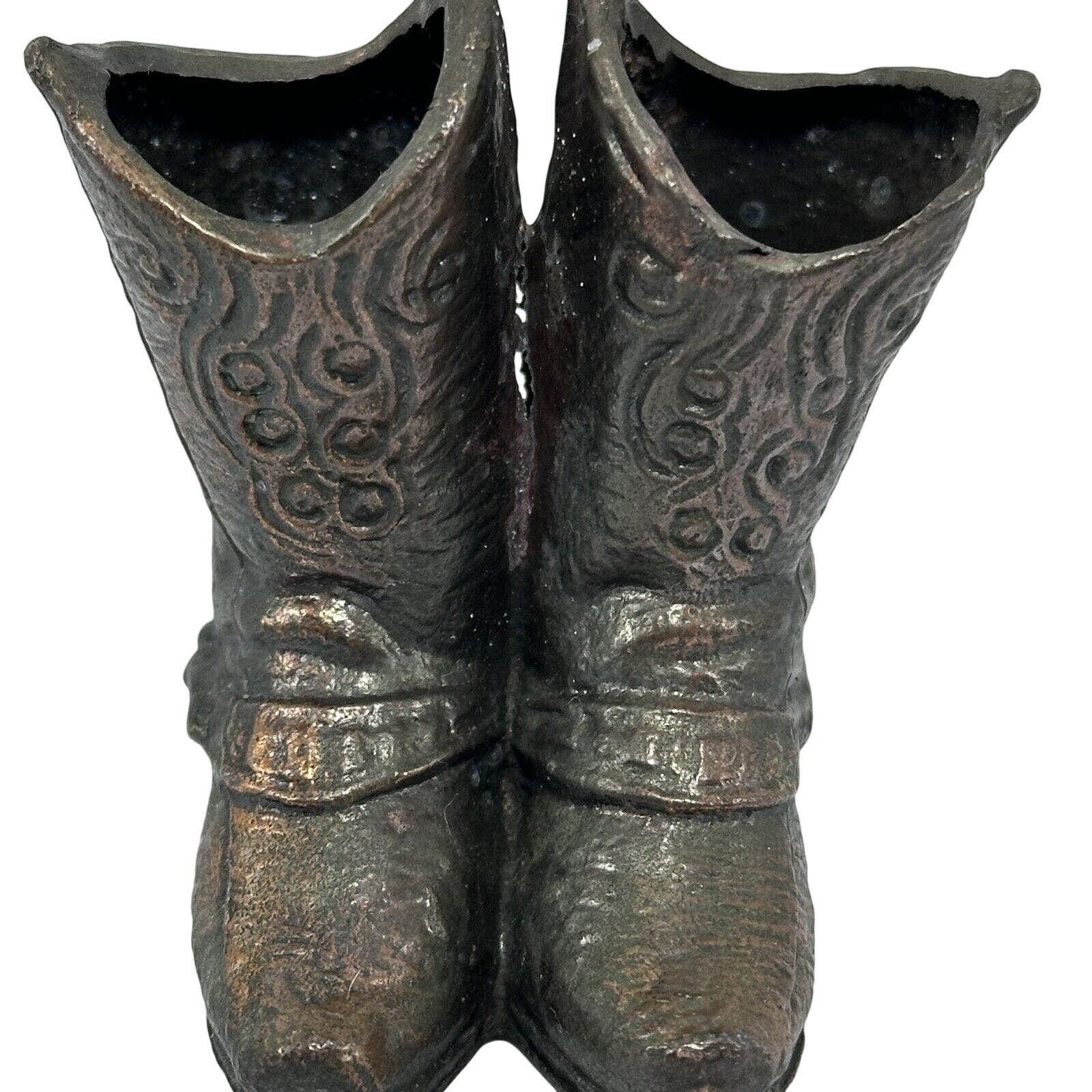 Unknown London 2-1/2" VTG Brass Cowboy Cowgirl Boots Figurine Decor Western Size ONE SIZE - 2 Thumbnail