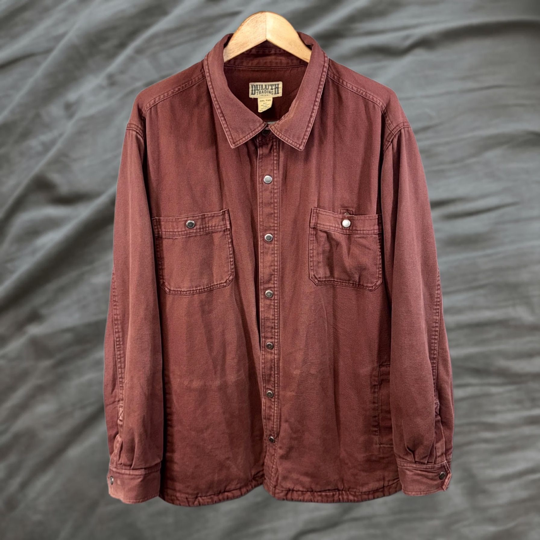 Duluth Trading Company Duluth Trading Jacket Mens 3XL Tall Rust Red Flannel Lined Shirt Shacket Snap Size US XXL / EU 58 / 5 - 1 Thumbnail