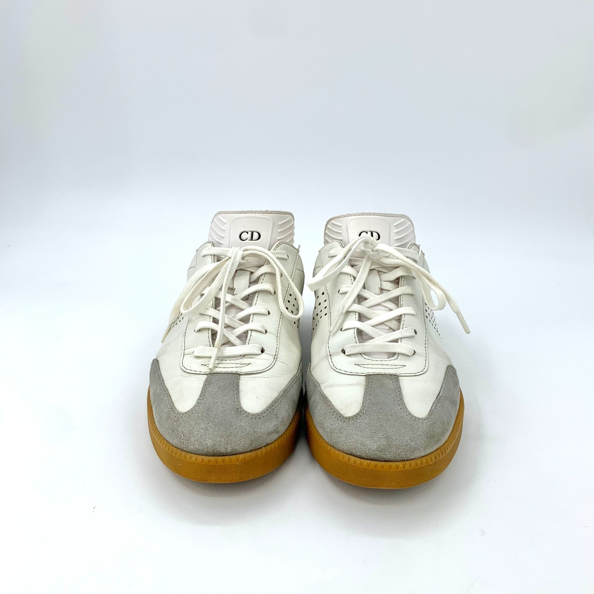 Dior Mens White & Black Lace-Up Sneakers With Bee Print Size