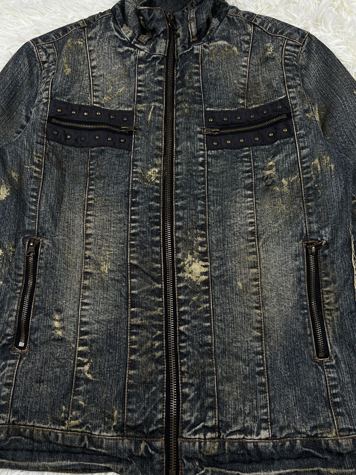 In The Attic × Japanese Brand In The Attic PaintCustom Distressed Denim Jacket Size US L / EU 52-54 / 3 - 4 Thumbnail