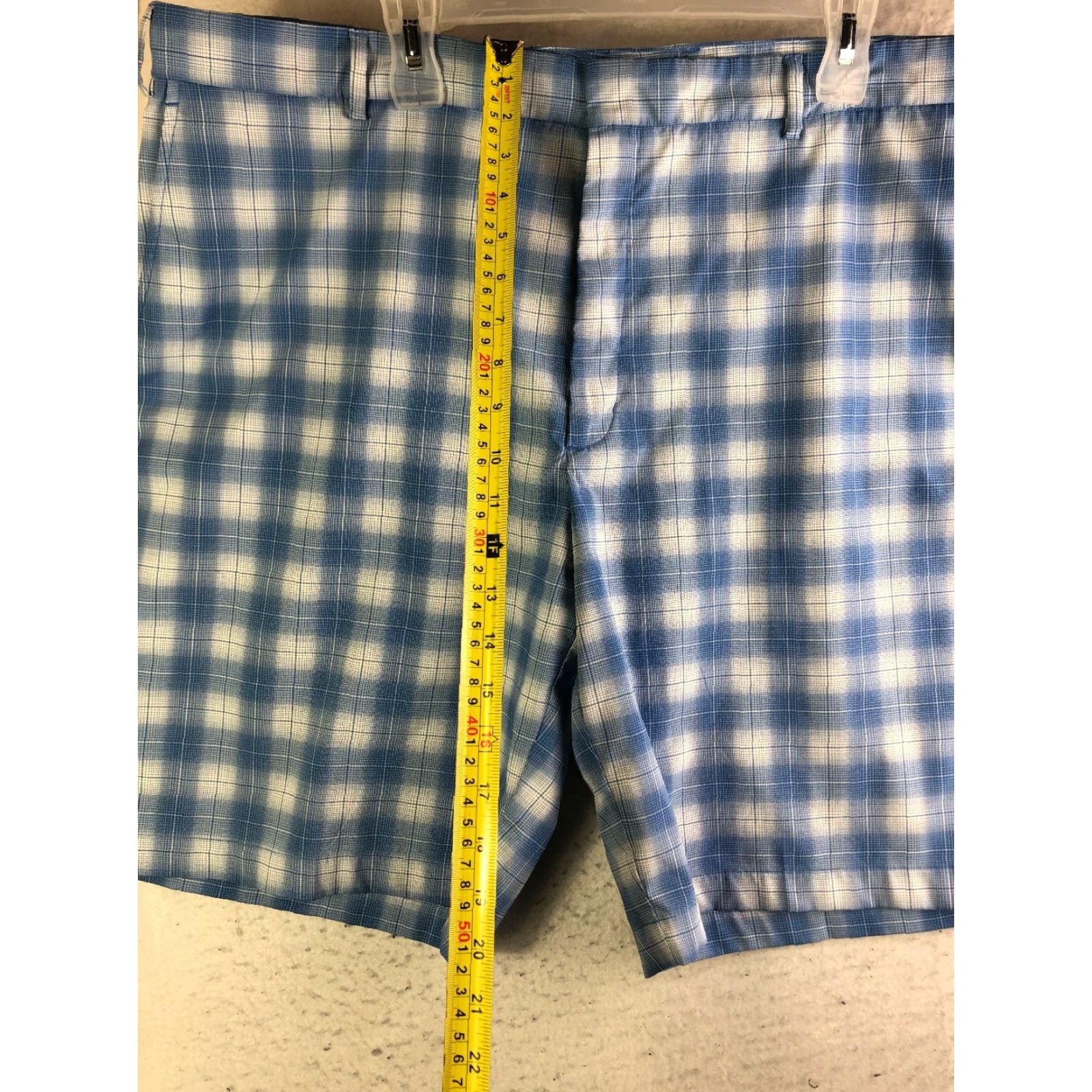 Vintage Walter Hagen Mens Bermuda Shorts Beach Denim Cotton Mid Rise 42 Blue Plaid Pockets Regular United States Vintage? No Size US 42 / EU 58 - 3 Thumbnail