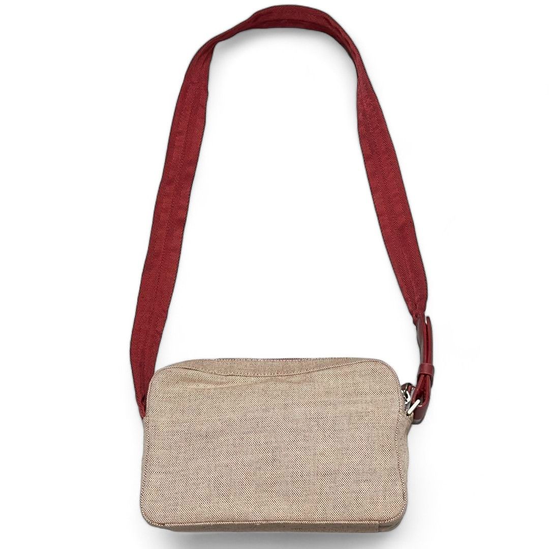 Prada Prada Sport - Canvas Red Leather Shoulder Bag Beige Camera Size ONE SIZE - 2 Thumbnail