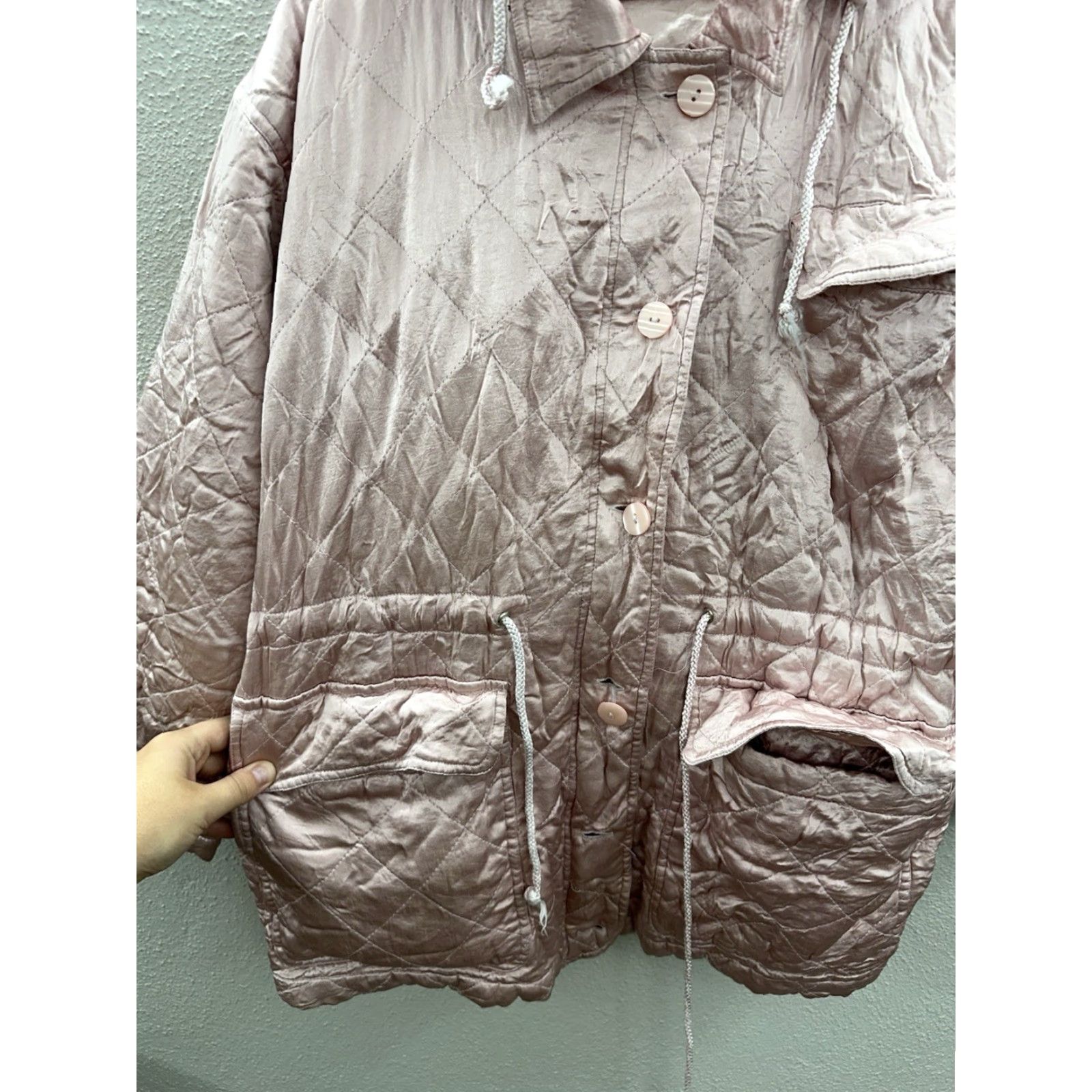 Vintage VINTAGE Cambridge Collection Womens Jacket Size Medium Pink Button Up Hooded Silky Size M / US 6-8 / IT 42-44 - 4 Thumbnail
