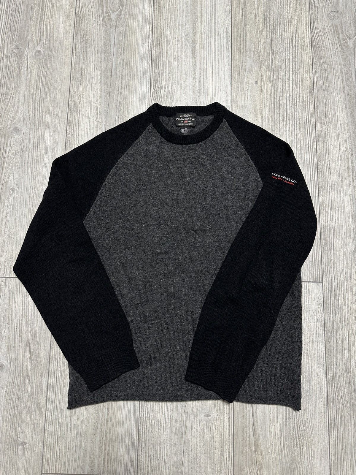 Vintage POLO JEANS RALPH LAUREN Jumper Pullover Wool Grey Knit Crew Size US M / EU 48-50 / 2 - 1 Thumbnail