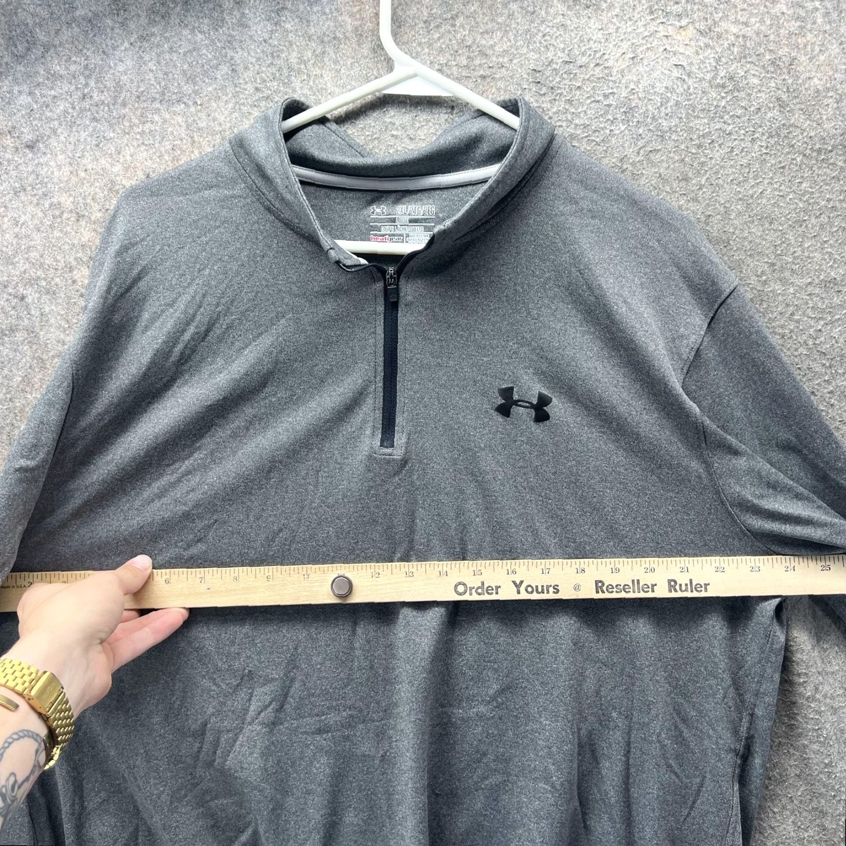 Under Armour Under Armour Shirt Mens 2XL Gray HeatGear 1/4 Zip Pullover Loose Fit Long Sleeve Mock Neck Athletic Gym Training Womens? Size US XXL / EU 58 / 5 - 4 Thumbnail