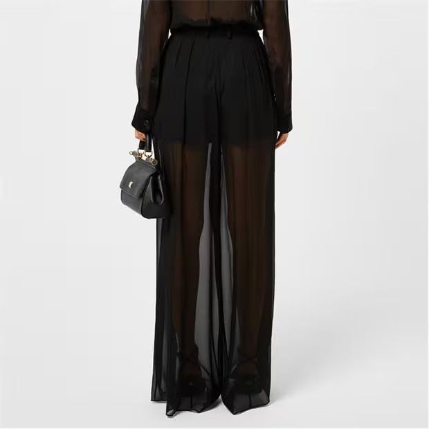 Dolce & Gabbana o1g2r1mq1024 Chiffon Wide Leg Trousers in Nero Size 29" - 5 Thumbnail