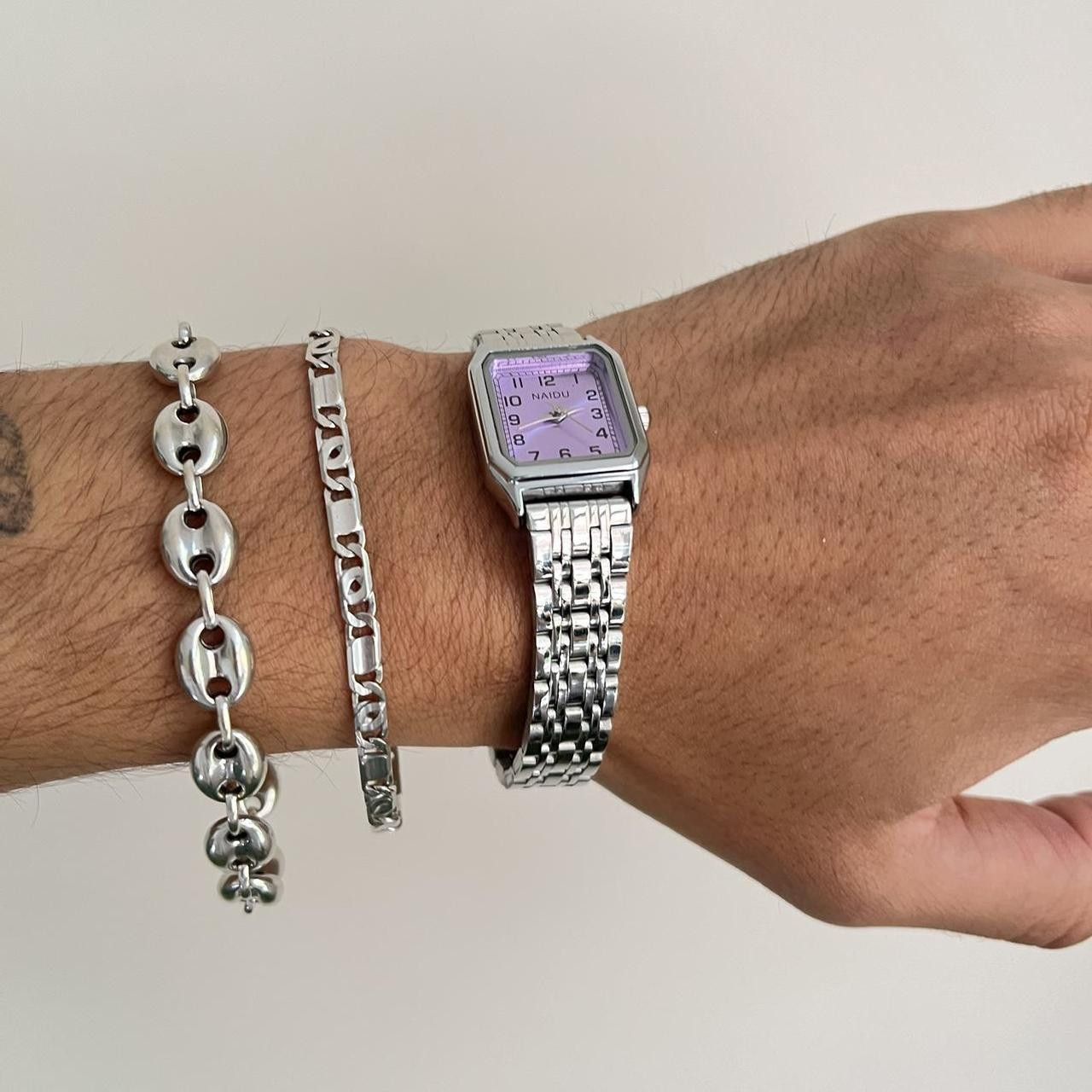 Jewelry 2000s vintage style rectangle stainless steel quartz watch Size ONE SIZE - 5 Thumbnail