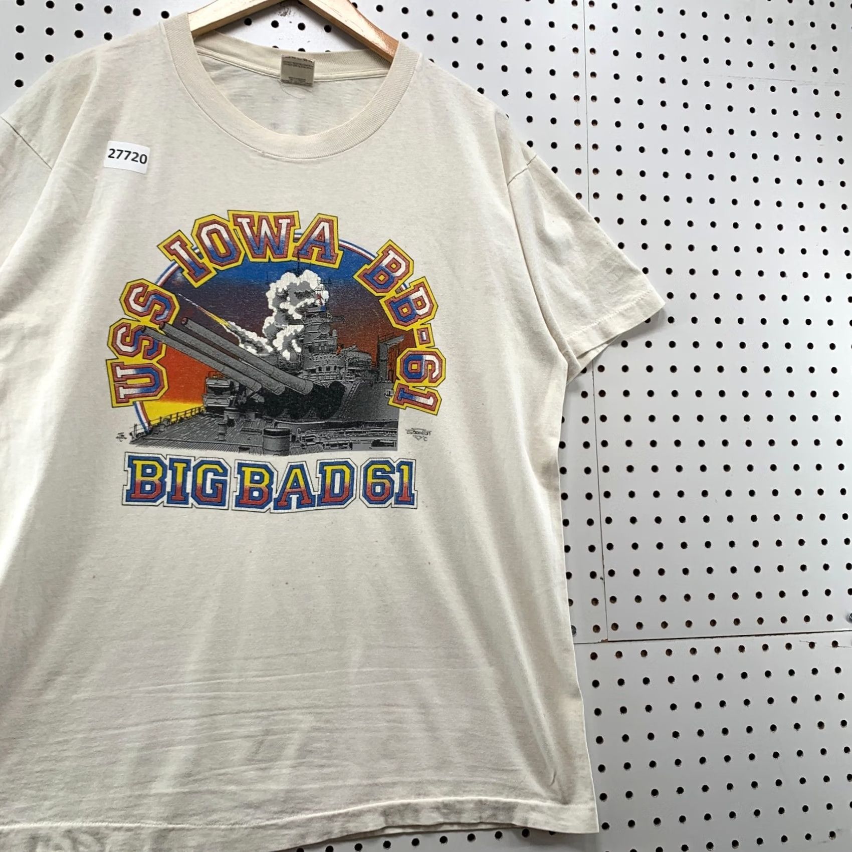 Fruit Of The Loom VINTAGE 80s USA Navy Shirt White Single Stitch USS IOWA BB 61 Large Fruit of the Loom T-Shirt Size US L / EU 52-54 / 3 - 4 Thumbnail