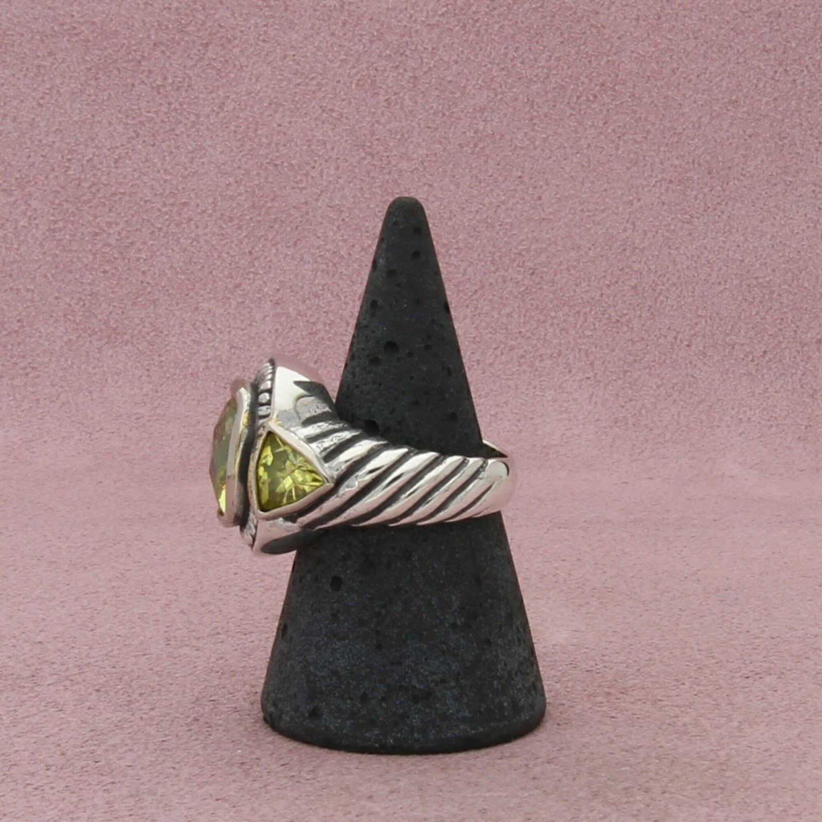 Sterling Silver sterling silver faceted yellow cz cable cocktail ring size 8 Size ONE SIZE - 4 Thumbnail