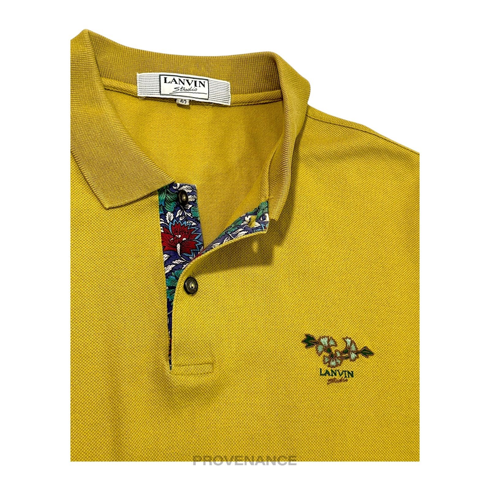Lanvin 🔴 Lanvin Studio Polo Shirt Logo Floral - Golden Olive Size US M / EU 48-50 / 2 - 4 Thumbnail