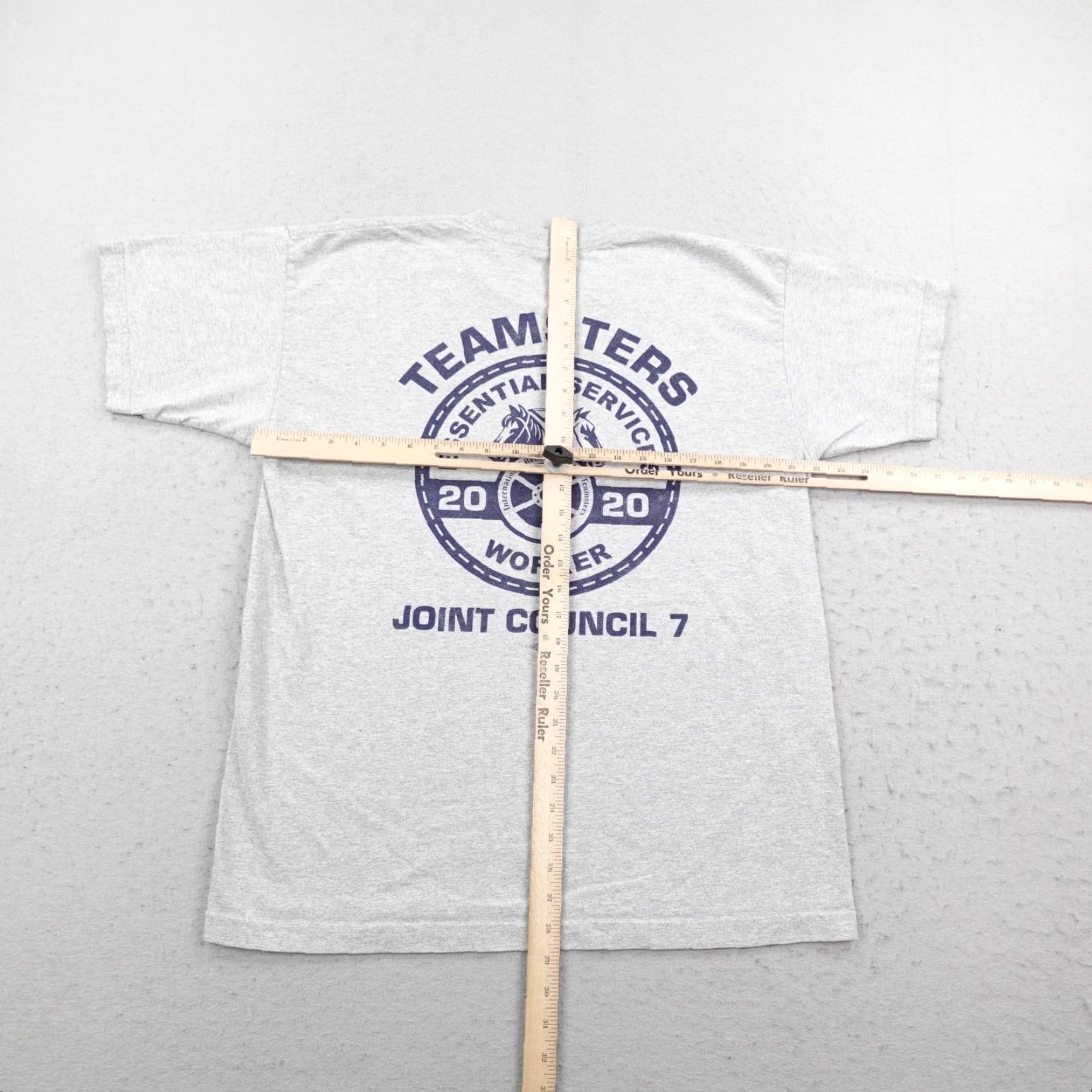 Essentials Teamsters Union Shirt Mens XL Gray Bayside T-Shirt Crew Neck Short Sleeve Graphic Print Work Size US XL / EU 56 / 4 - 6 Thumbnail