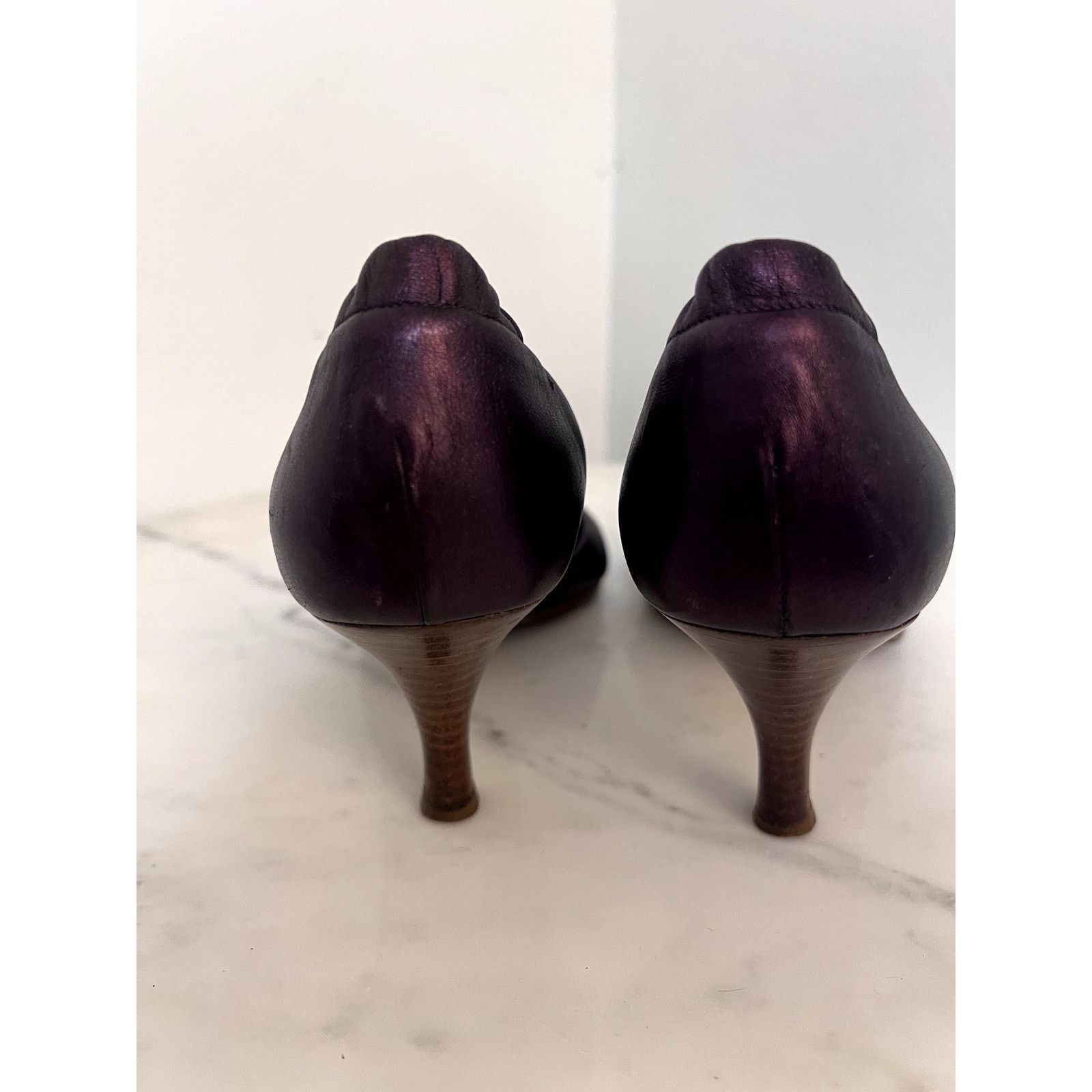 Sonia Rykiel ARCHIVE 2006 Sonia Rykiel Metallic Plum T-Strap Heels Sz 7.5 Size US 7.5 / IT 37.5 - 3 Thumbnail