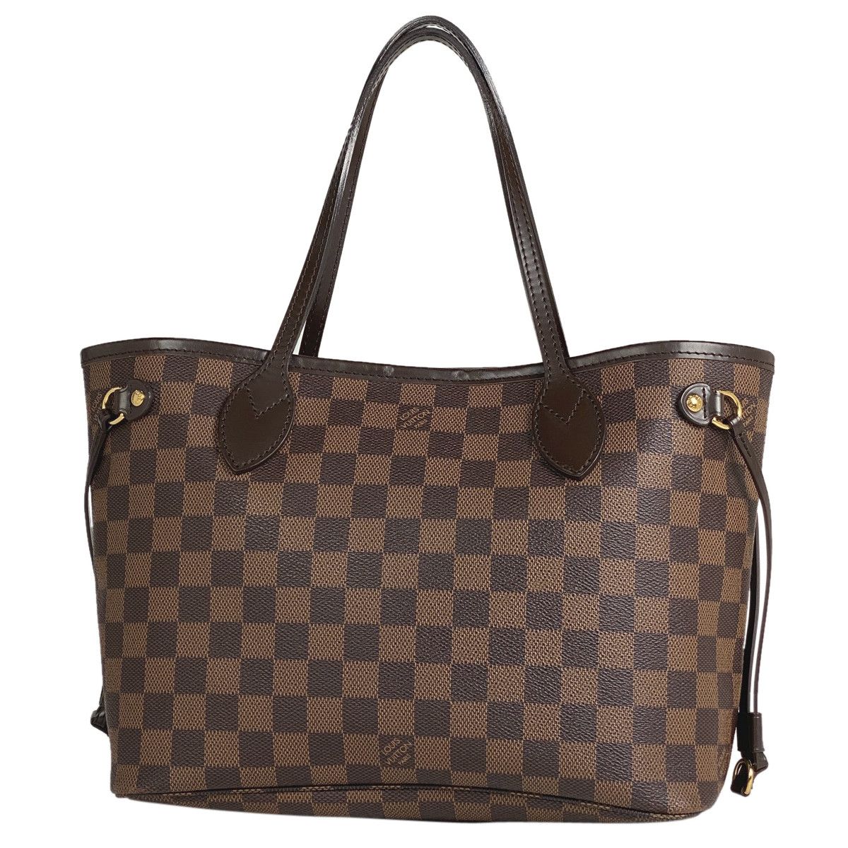 Louis Vuitton Neverfull PM Handbag Shopping Tote Bag Damier Brown