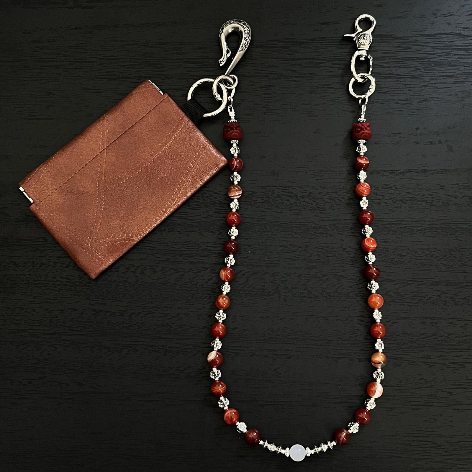 Jewelry Brown Beaded Wallet Chain with Silver Clasp Accessory Size ONE SIZE - 1 Thumbnail