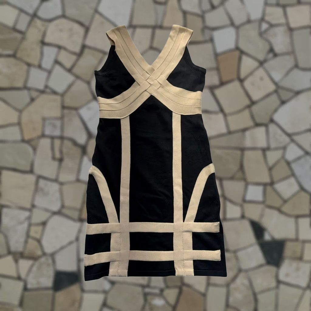 Vintage Lola Bandage Dress Mini Short Womens Small Black and beige Bodycon Going out 5105 Size S / US 4 / IT 40 - 1 Thumbnail
