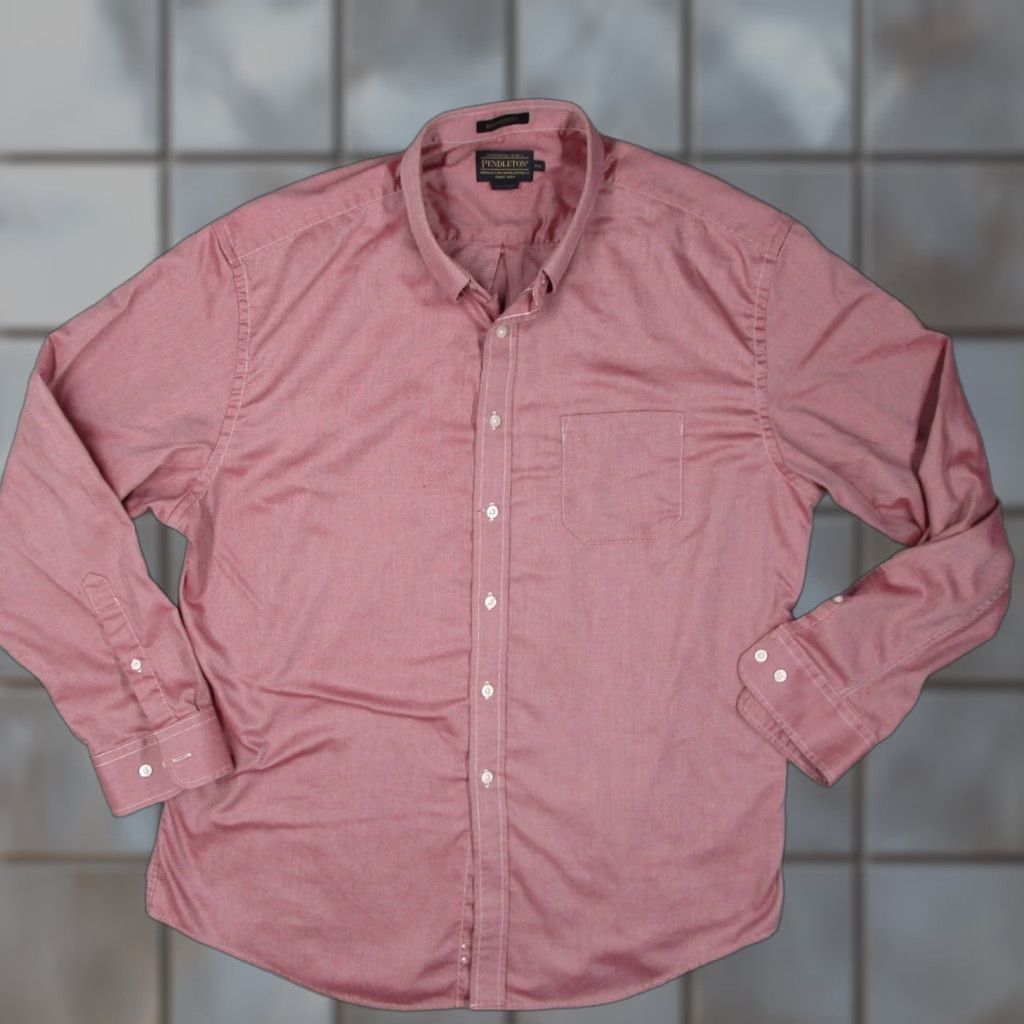 Pendleton VINTAGE Pendleton Bridgeport Mens XXL Red White Micro Stripe Cotton Button Down Shirt Size US XXL / EU 58 / 5 - 1 Thumbnail