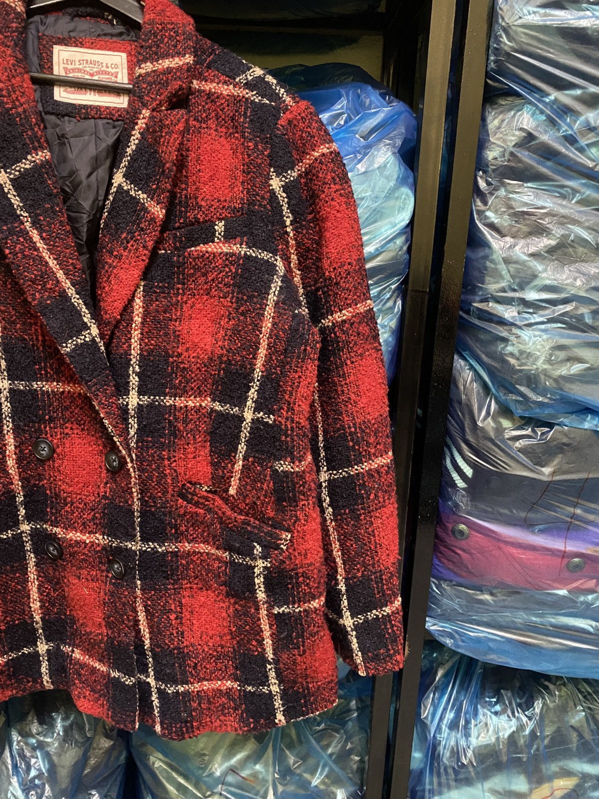 Levi's VINTAGE Y2K LEVIS DOUBLE BREASTED RED CHECKER COAT Size US M / EU 48-50 / 2 - 4 Thumbnail