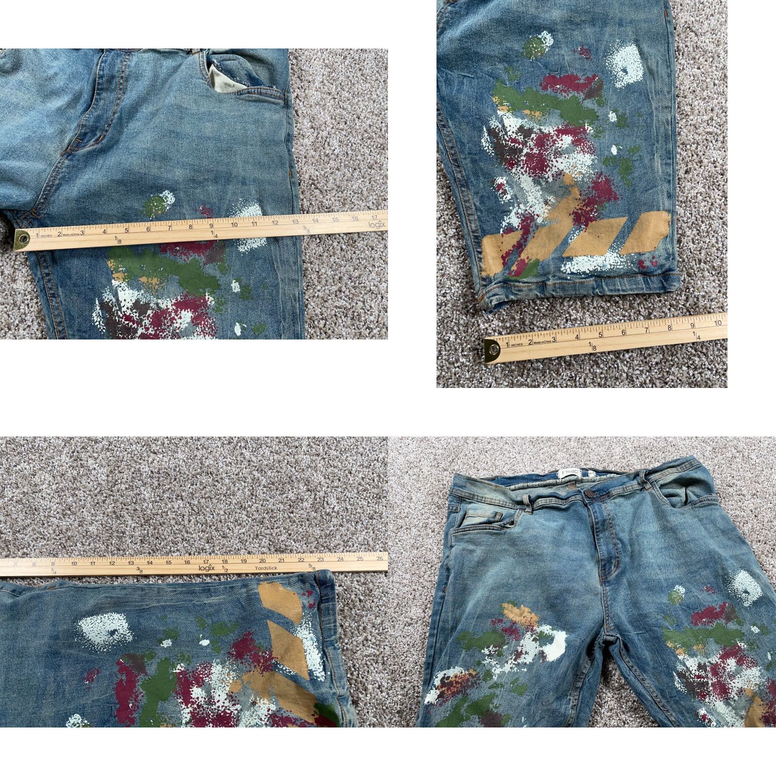 Denime VINTAGE FWRD Paint Splatter Denim Shorts Bermuda Mens 41 x 13 Blue 90s Hip Hop Retro, 44 Tag Men’s Regular Gender Mens Size US 41 - 8 Thumbnail