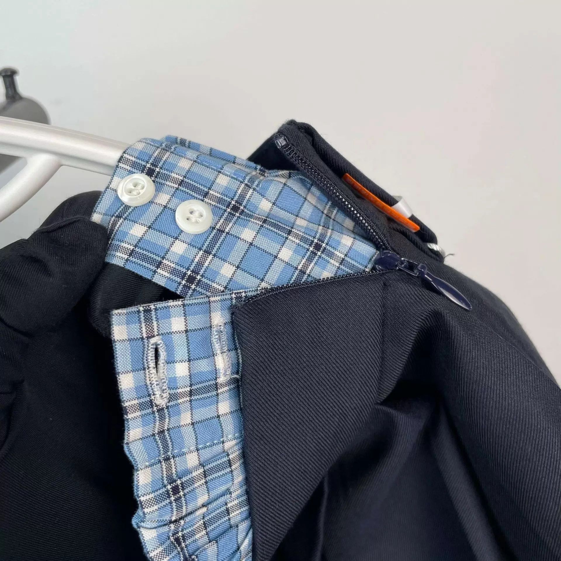 Miu Miu MIU MIU 25SS Navy Check Color Blocked Pleated Skirt 38 Size 26" / US 2 / IT 38 - 9 Thumbnail