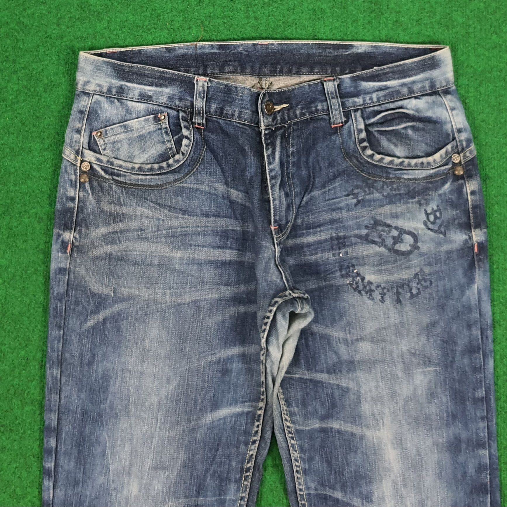 Ed Hardy × Vintage Vintage Ed Hardy Love Kills Slowly Skull Embroidery Jeans Size US 35 - 6 Thumbnail
