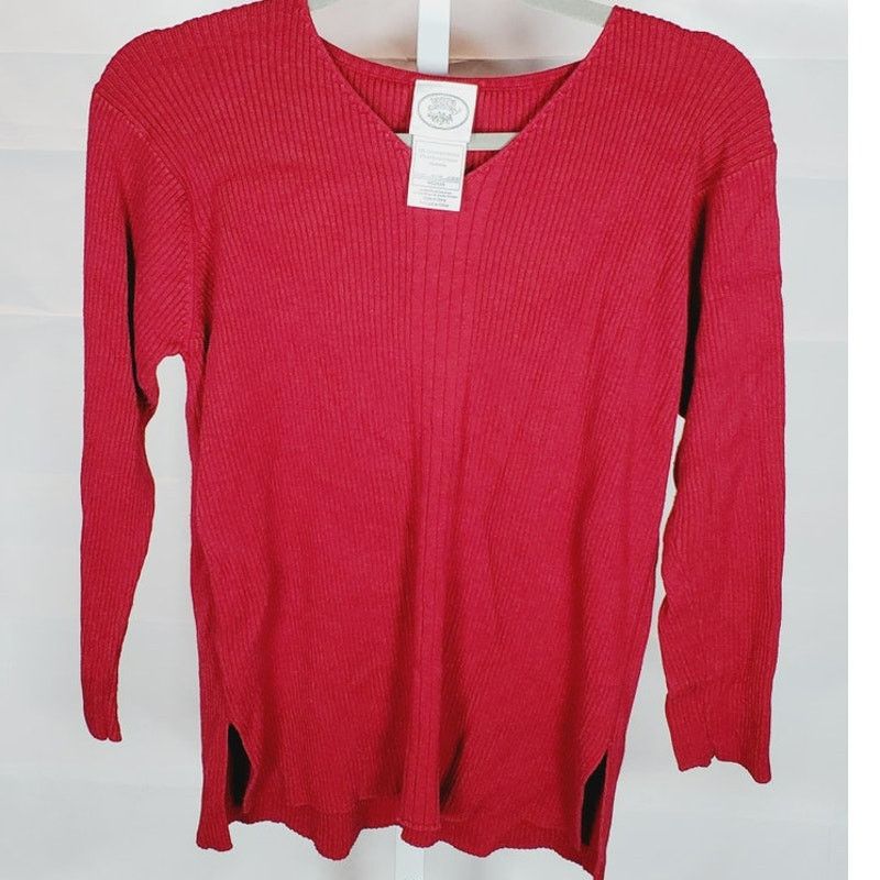 Laura Ashley Laura Ashley Red Ribbed Knit Sweater Pullover Top M Size M / US 6-8 / IT 42-44 - 1 Thumbnail
