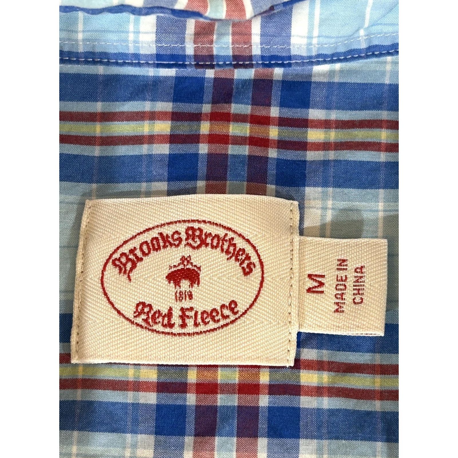 Brooks Brothers Brooks Brothers Shirt Mens M Blue Plaid Short Sleeve Button Up Camp Casual Fleece Red Sheep Logo Pocket Embroidered Button-Down Collar Vintage No Size US M / EU 48-50 / 2 - 7 Thumbnail