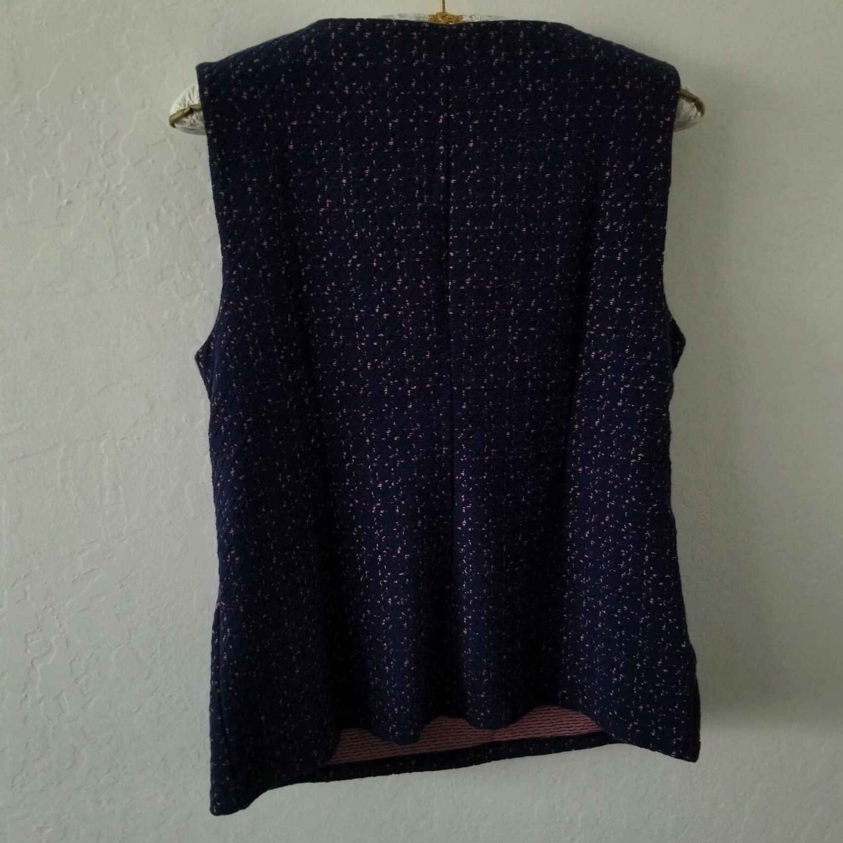 Banana Republic Banana Republic Womens Purple Textured Sleeveless Bow Top Blouse Stretch Large Size L / US 10 / IT 46 - 2 Thumbnail