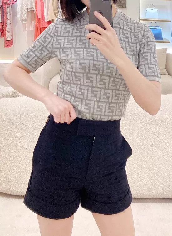 Fendi Fendi FF Gray Double-Sided Knit Short-Sleeve Size XS / US 0-2 / IT 36-38 - 6 Thumbnail