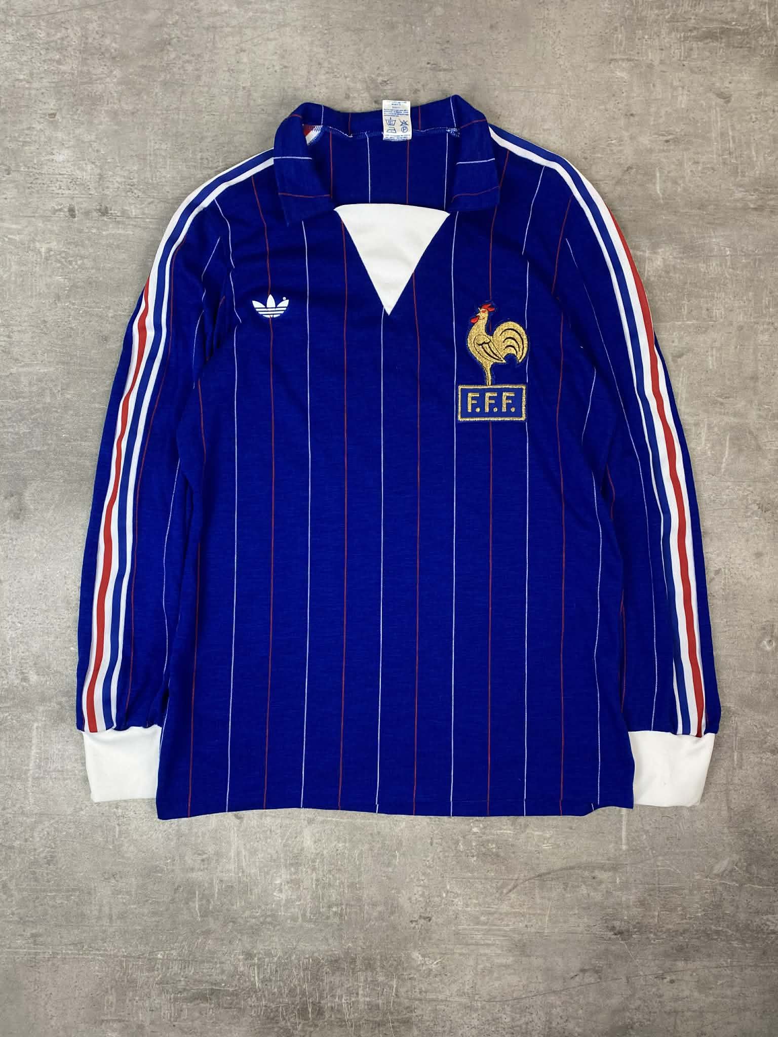 Adidas Vintage Adidas France Blue Jersey Soccer 1980s Longsleeve Size US S / EU 44-46 / 1 - 1 Thumbnail