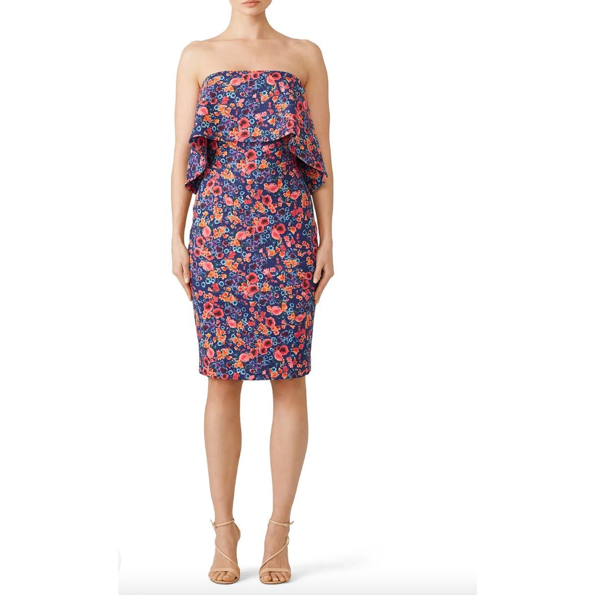 Badgley Mischka Badgley Mischka Floral Popover Sheath Strapless Dress 2 Size XS / US 0-2 / IT 36-38 - 5 Thumbnail