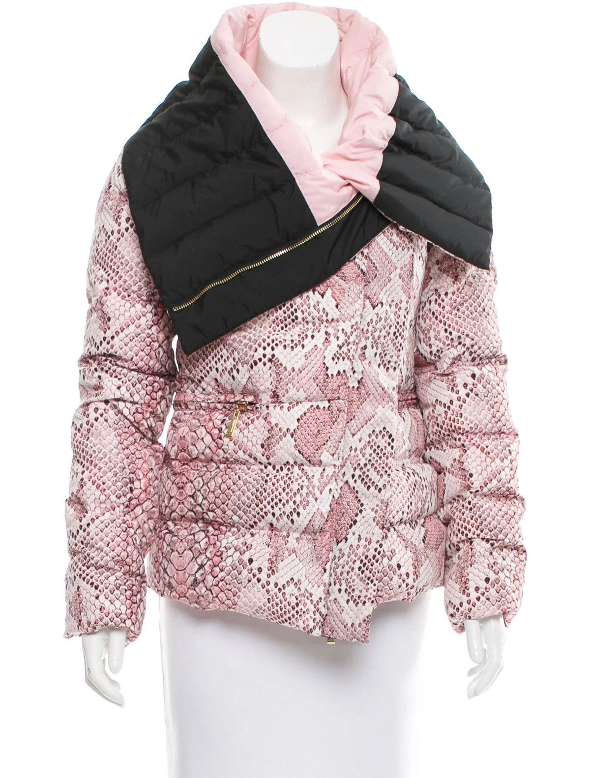 Roberto Cavalli Just Cavalli Snakeskin Puffer Jacket Size XS / US 0-2 / IT 36-38 - 1 Thumbnail