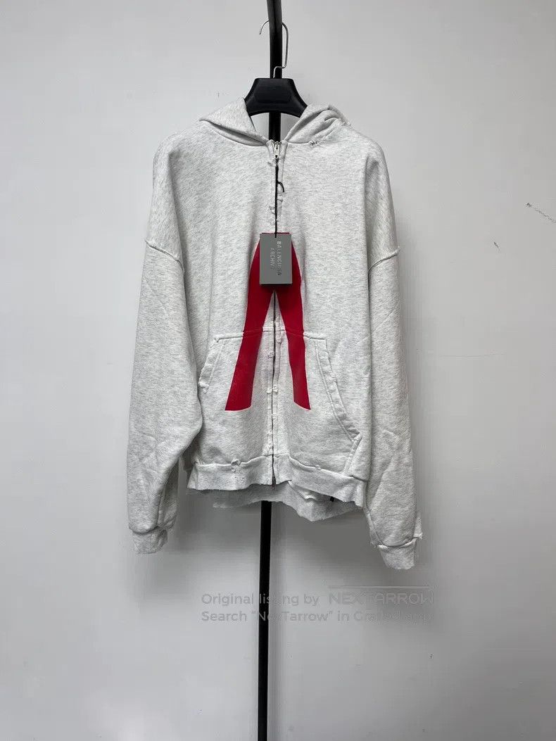 Balenciaga Letter Print Hooded Zip-Up Casual Sweatshirt