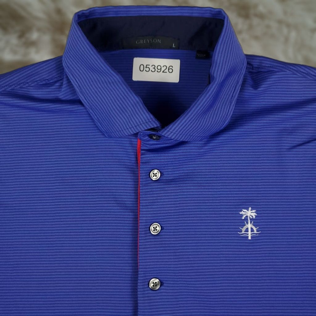 Vintage Greyson Polo Shirt Mens Size Large Blue Striped Wolf Golf Short Sleeve Polo Shirt Mens L Blue Striped Wolf Golf Short Sleeve Size US L / EU 52-54 / 3 - 1 Thumbnail