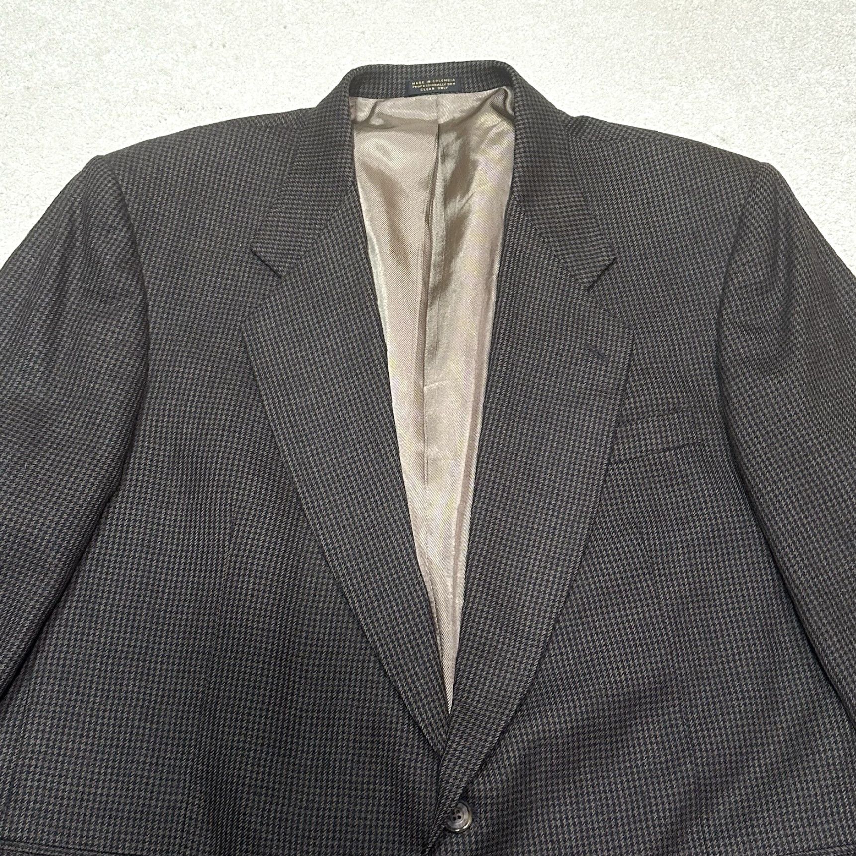 Oscar De La Renta Oscar de la Renta Blazer Mens 48R Brown Houndstooth 100% Wool Sport Coat Size 48R - 3 Thumbnail
