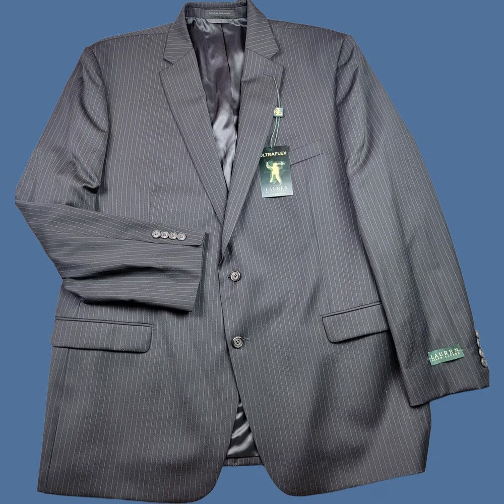 Ralph Lauren Lauren Ralph Lauren Blazer Mens 48 Long Black Pinstripe Wool Ultraflex Suit Jacket Size 48R - 1 Thumbnail