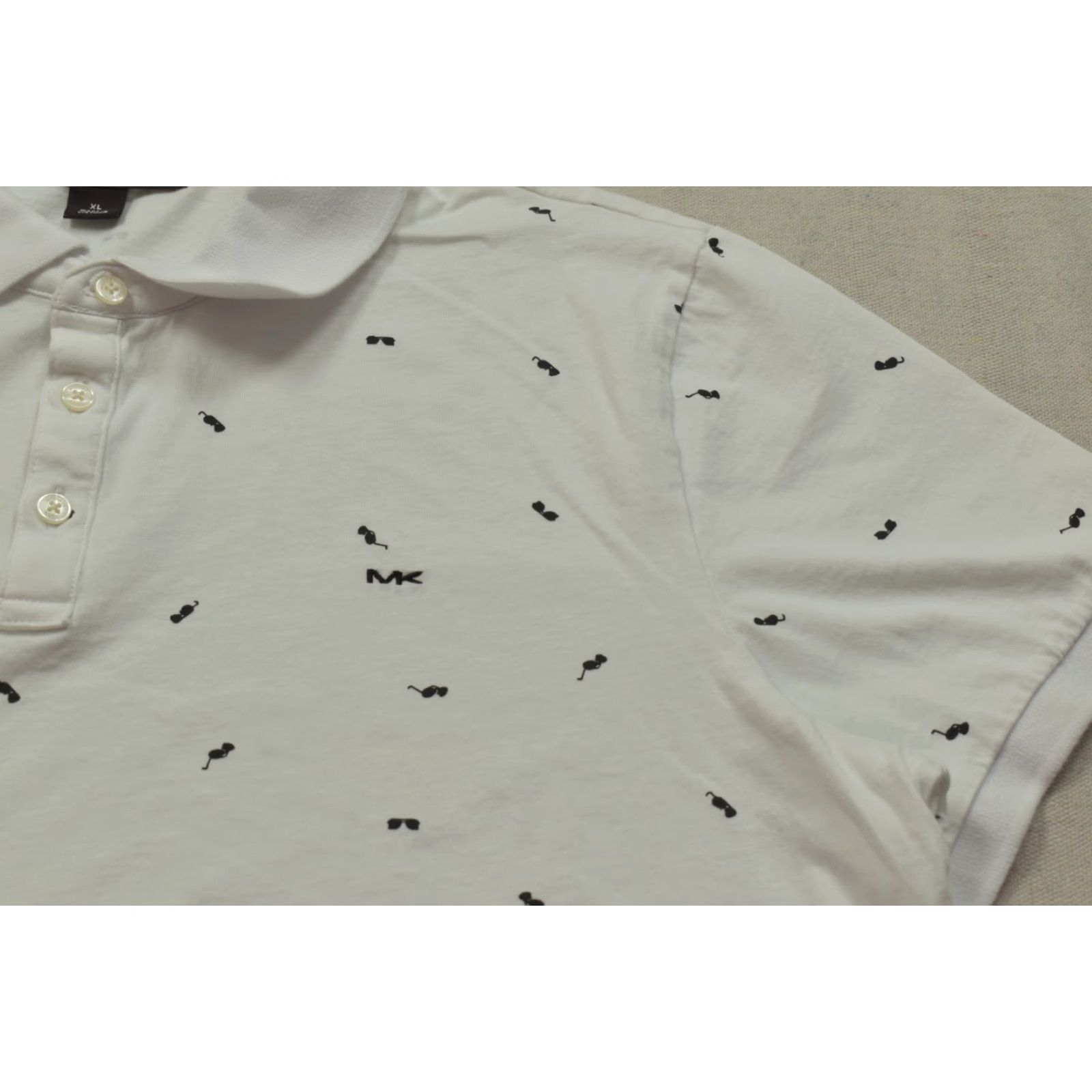 Michael Kors Michael Kors Polo Shirt Mens XL White Cotton Short Sleeve Logo Sunglasses Print Casual Golf Shirt Size US XL / EU 56 / 4 - 5 Thumbnail