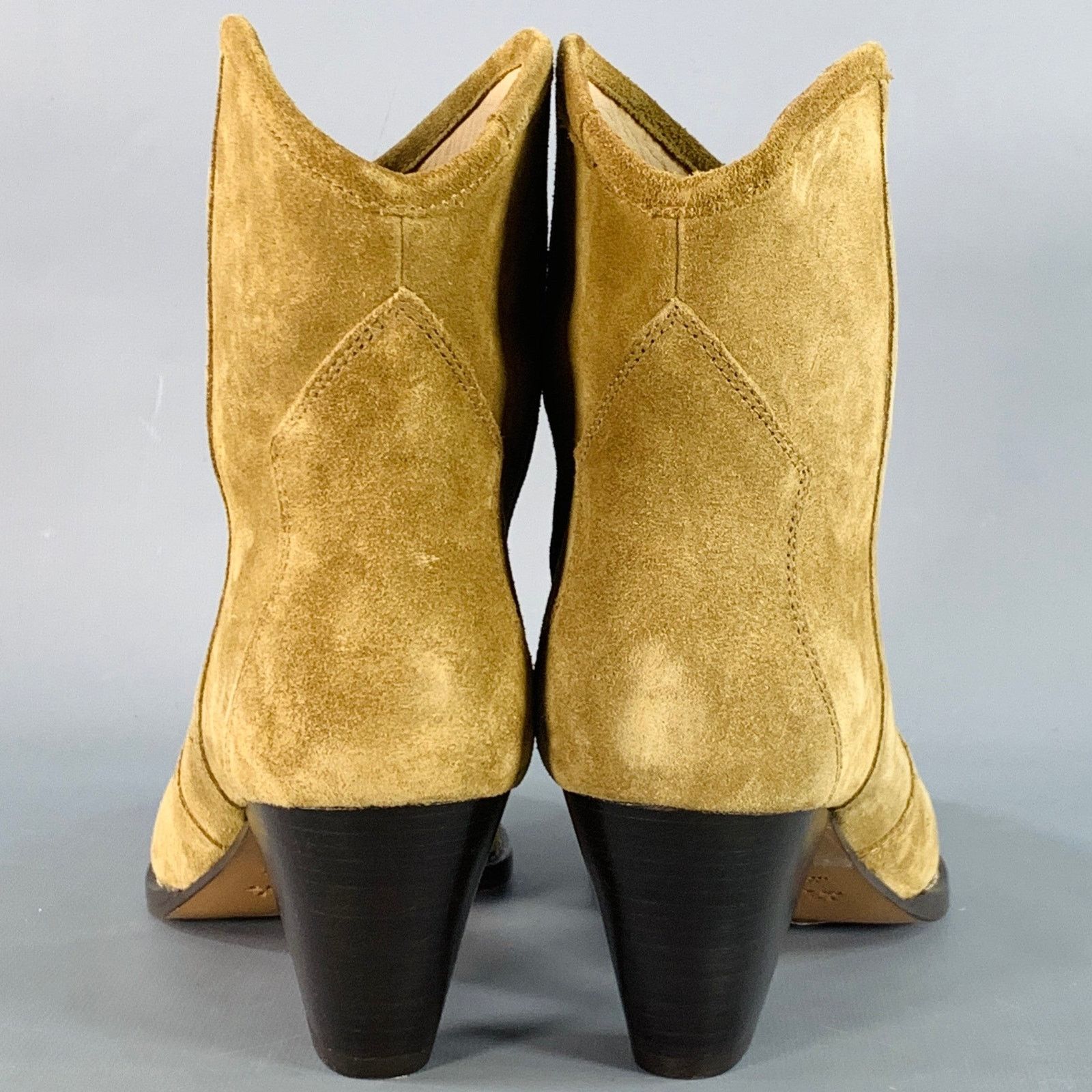 Isabel Marant 10 Darizo Taupe Suede Pull On Stacked Heel Cowboy Boots Size US 10 / IT 40 - 3 Thumbnail