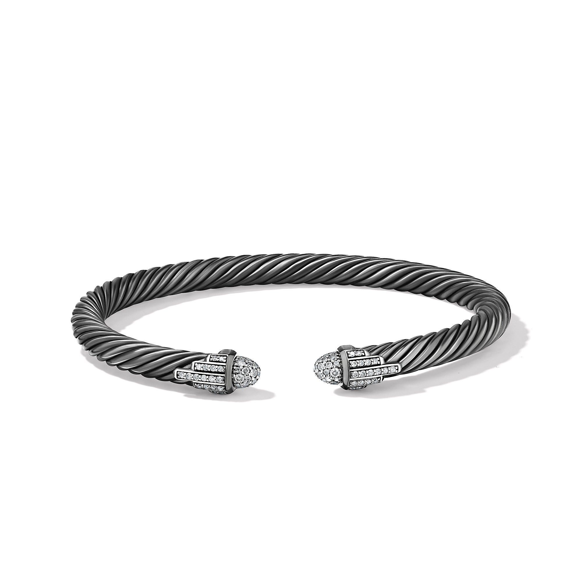 David Yurman o1w1db10325 Bracelet in Blackened Silver with Pave Diamonds Size ONE SIZE - 1 Thumbnail