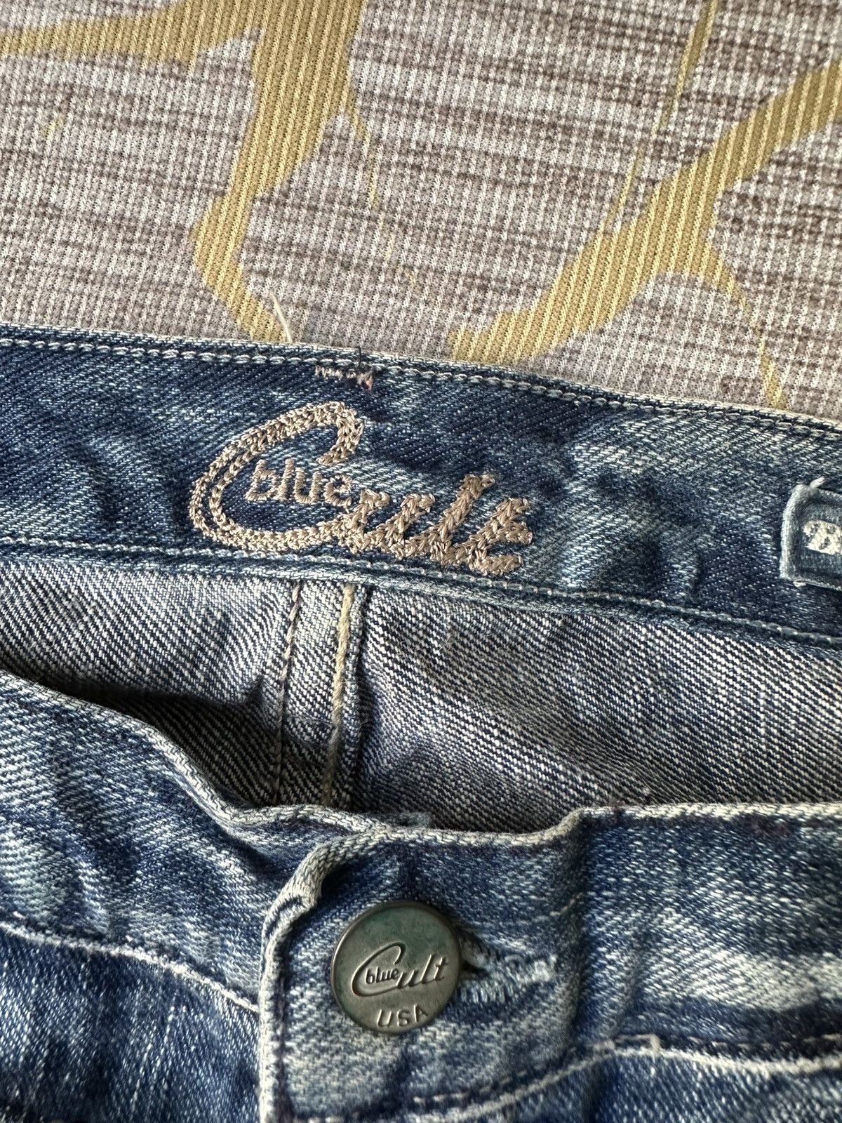 Japanese Brand FLARE Blue Cult Fatigue Jeans Size 28" / US 6 / IT 42 - 19 Thumbnail