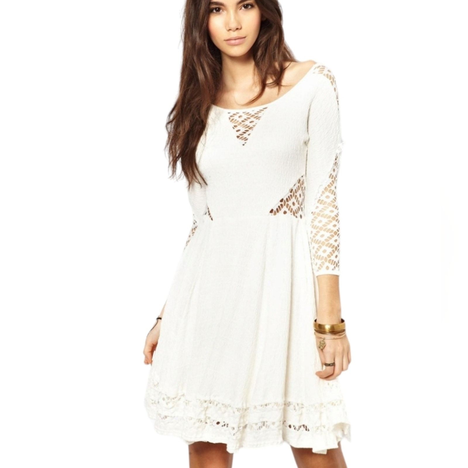 Free People Free People To the Point White crochet cut out dress Medium Size M / US 6-8 / IT 42-44 - 2 Thumbnail
