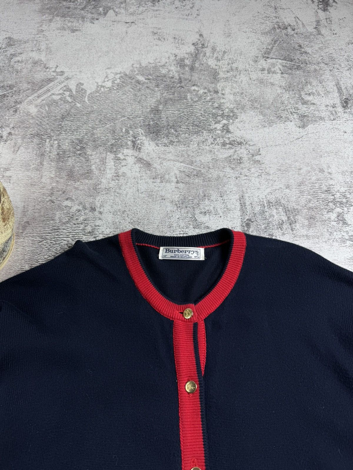 Burberry Burberrys 42 Blue Knited Cardigan Pocket Sweater Pullover Size US XL / EU 56 / 4 - 6 Thumbnail