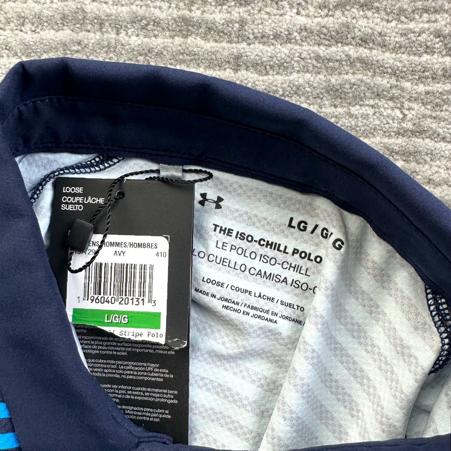 Under Armour NEW Under Armour Polo Shirt Mens Large Blue Striped Golf Iso Chill Performance Size US L / EU 52-54 / 3 - 5 Thumbnail