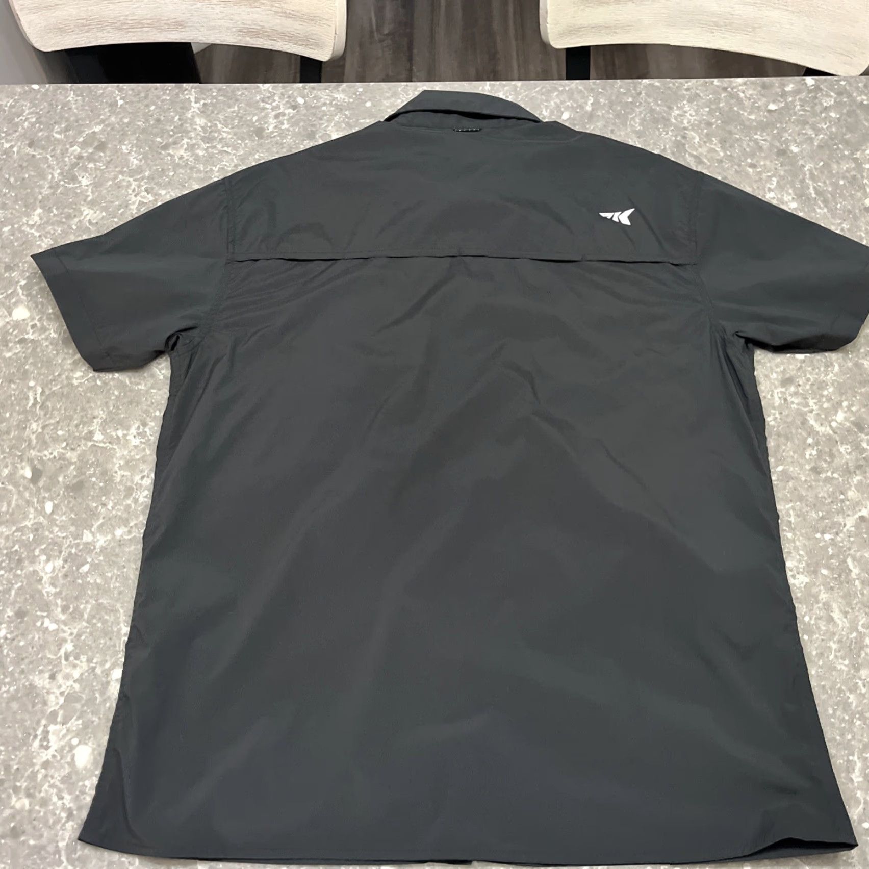 Last Kings KastKing Shirt Mens Medium Fishing Performance UPF 50 Breathable Quick Dry Short Sleeve Button-Up Collared Logo Embroidered Black Polyester Size US M / EU 48-50 / 2 - 6 Thumbnail