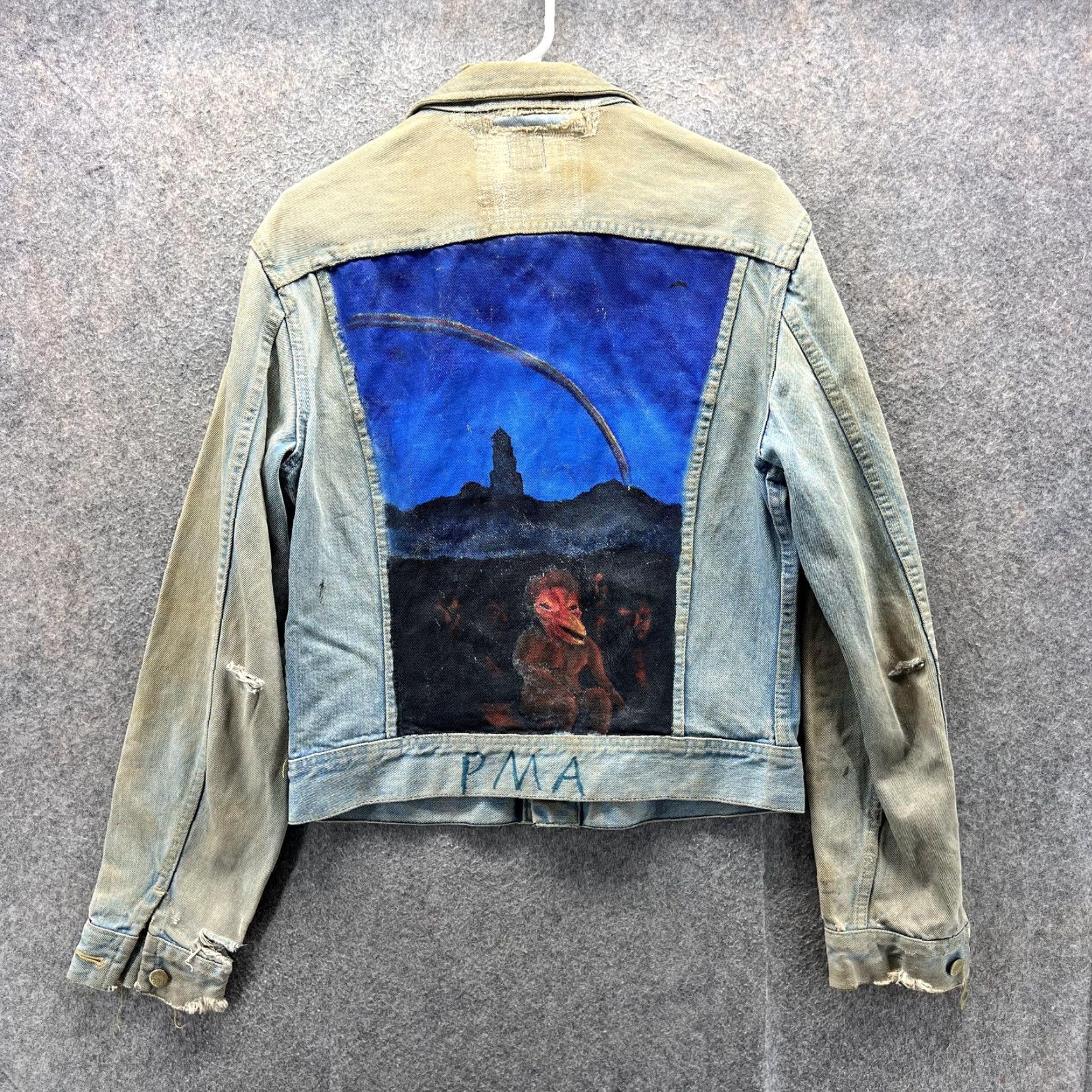 Lee VINTAGE Lee Riders Jacket Men Small Blue Denim Hand Painted Peace Hippie USA 70s Size US S / EU 44-46 / 1 - 2 Thumbnail