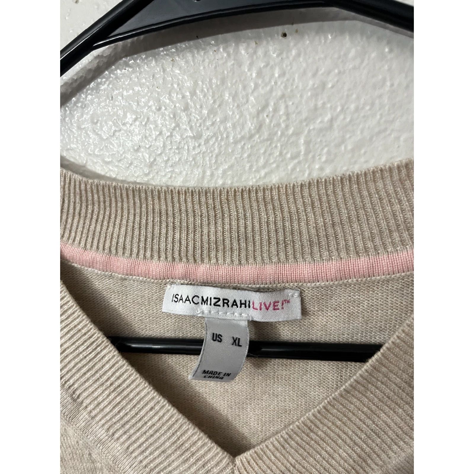 Isaac Mizrahi Isaac Mizrahi Live Womens Sweater V-Neck Casual Knit XL Beige Cotton Rayon Pullover Classic Designer Vintage No Size XL / US 12-14 / IT 48-50 - 3 Thumbnail