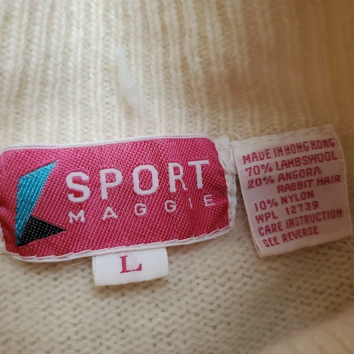 Vintage VINTAGE Maggie Sport Sweater Womens L Cream Angora Wool Blend Wool Angora Lambswool Knit Pullover 3/4 Sleeve High Neck Solid Casual Womens L Size L / US 10 / IT 46 - 4 Thumbnail