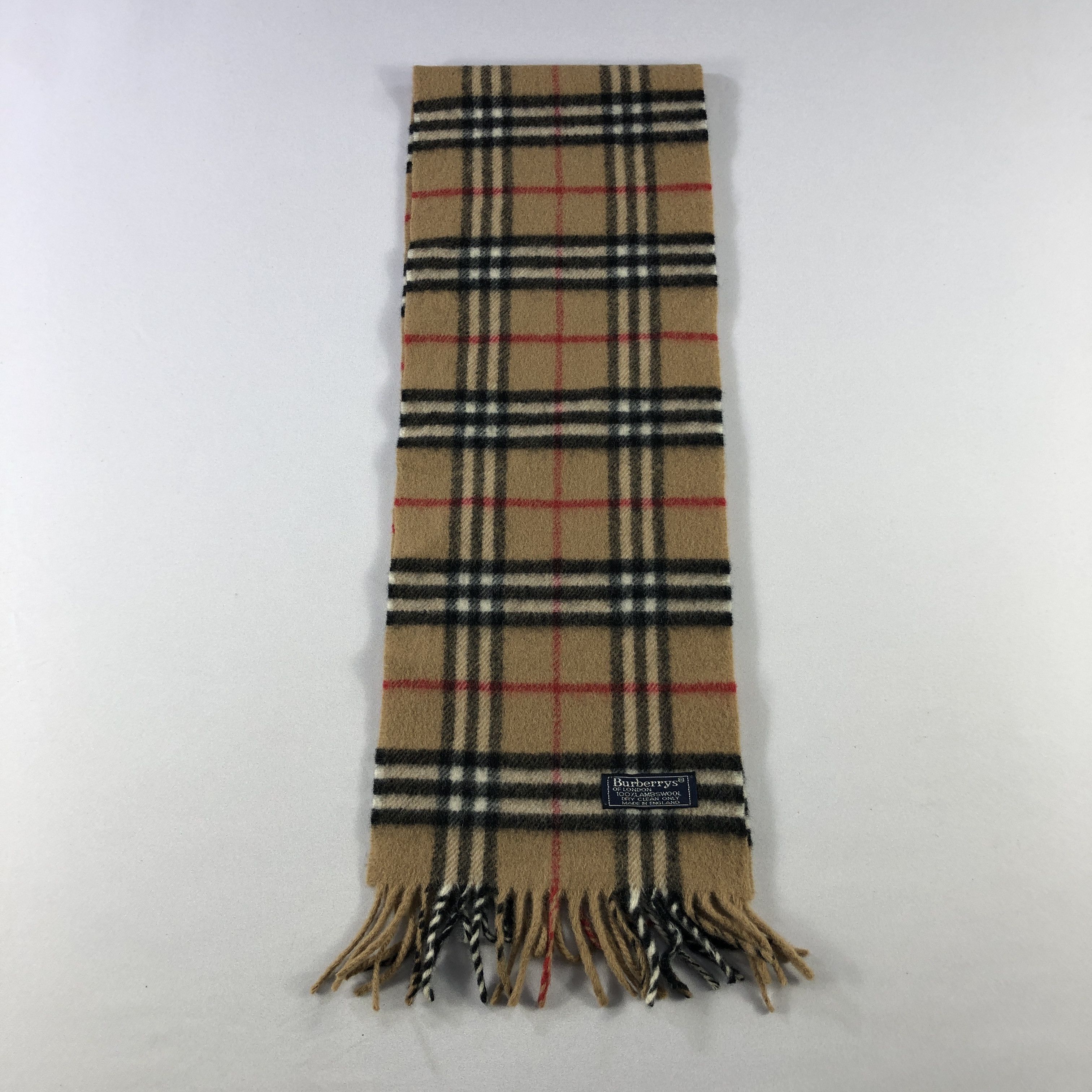 Burberry Burberrys Nova Check Tan Wool Scarf Muffler V2834 Size ONE SIZE - 2 Thumbnail